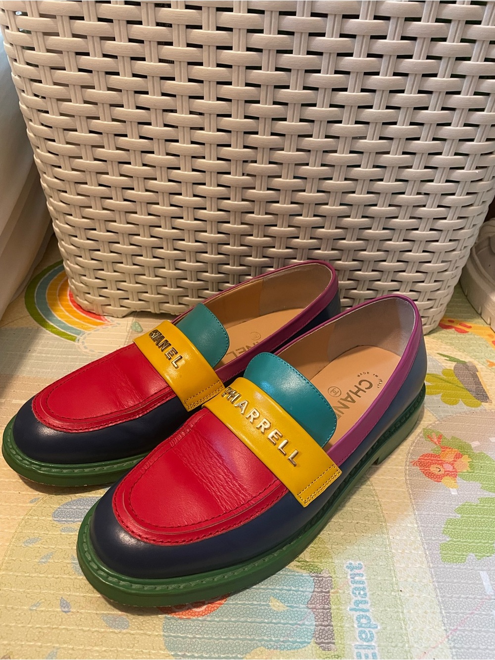 CHANEL Multicolor Leather Loafers — Red, Yellow, Green, Blue, Purple